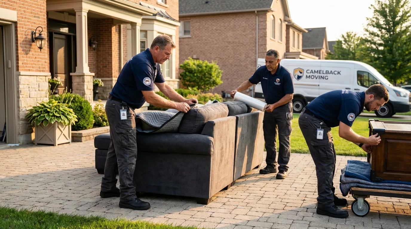 Large estate moving crew wrapping furniture in Haskell, OK